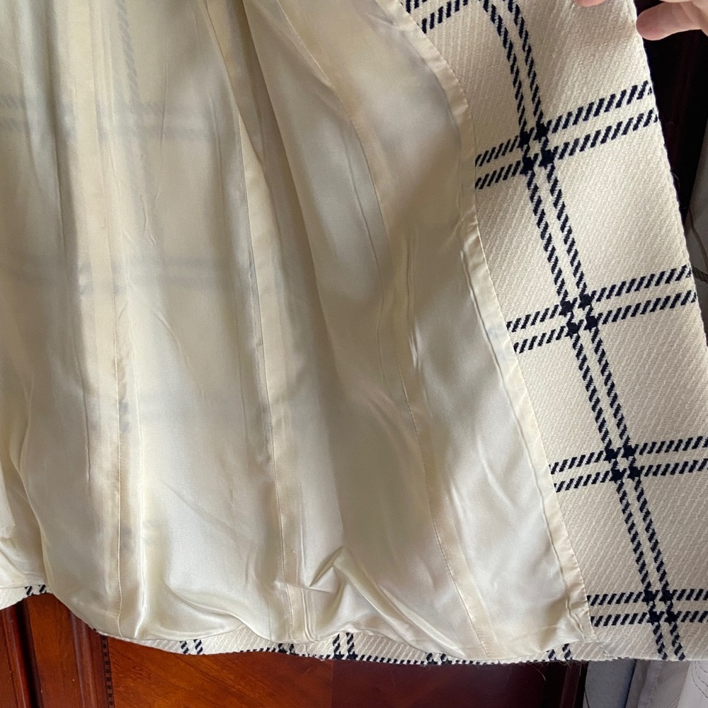 Vintage Valerie Stevens Cream Windowpane Plaid Coat with Black Grid - Picture 10 of 12